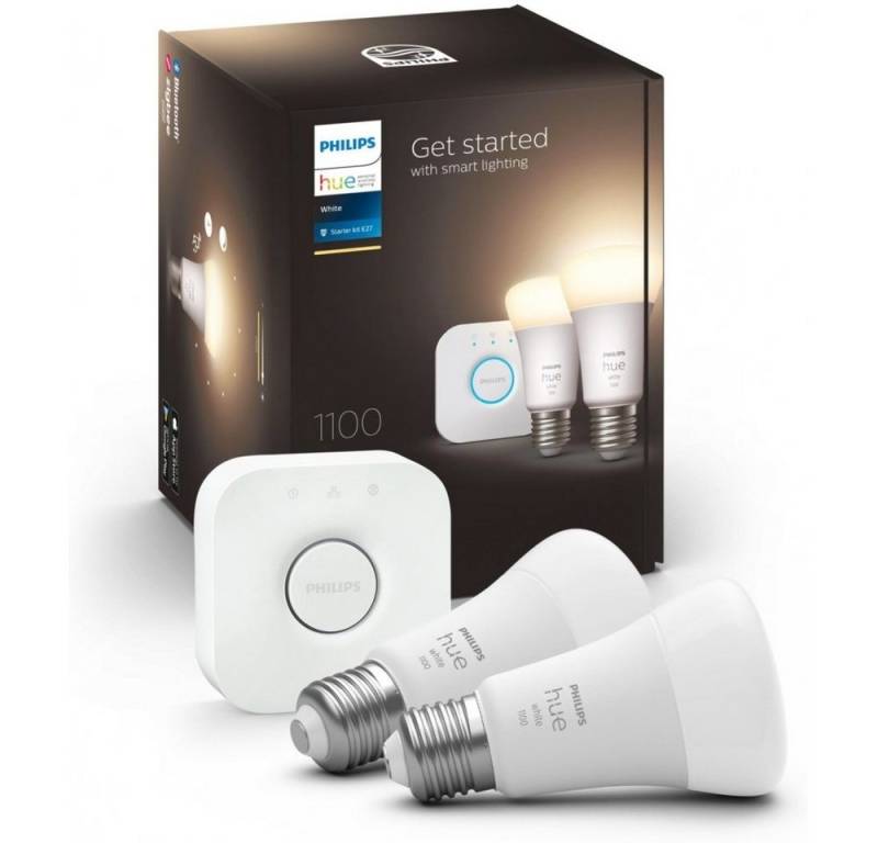Philips Hue LED-Leuchtmittel White Starter-Kit 2er-Pack - LED-Lampe - weiß, E27, Warmweiß von Philips Hue