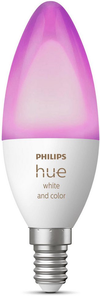 Philips Hue LED-Leuchtmittel White and Color Ambiance Kerze 470lm, E14, 1 St., Farbwechsler von Philips Hue