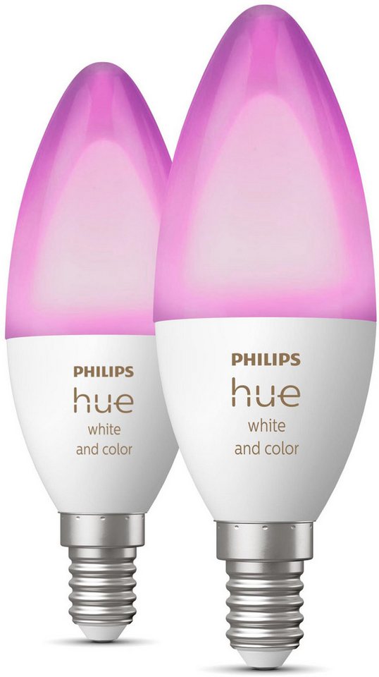Philips Hue LED-Leuchtmittel White and Color Ambiance Kerze 470lm, E14, 2 St., Farbwechsler Philips Hue LED-Leuchtmittel White and Color Ambiance Kerze 470lm, E14, 2 St., Farbwechsler von Philips Hue