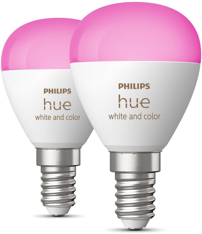 Philips Hue LED-Leuchtmittel White and Color Ambiance Luster 470lm, E14, 2 St., Farbwechsler von Philips Hue