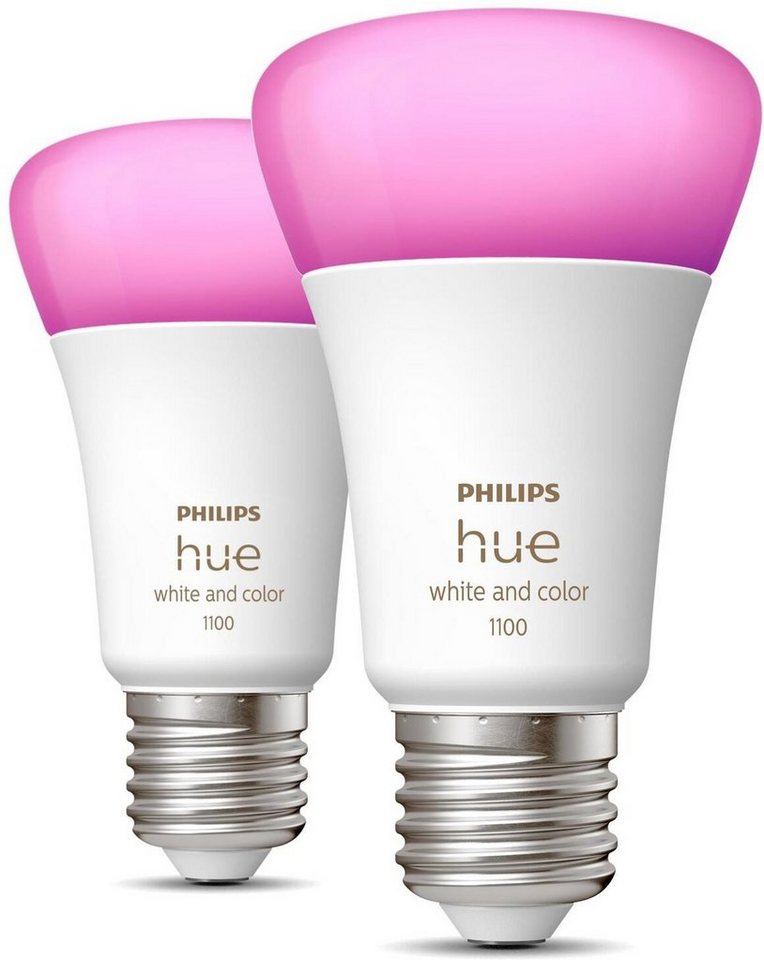 Philips Hue LED-Leuchtmittel White & Col. Amb. E27 Doppelpack 2x800lm 75W, E27, 1 St., Farbwechsler, Warmweiß Philips Hue LED-Leuchtmittel White & Col. Amb. E27 Doppelpack 2x800lm 75W, E27, 1 St., Farbwechsler, Warmweiß von Philips Hue