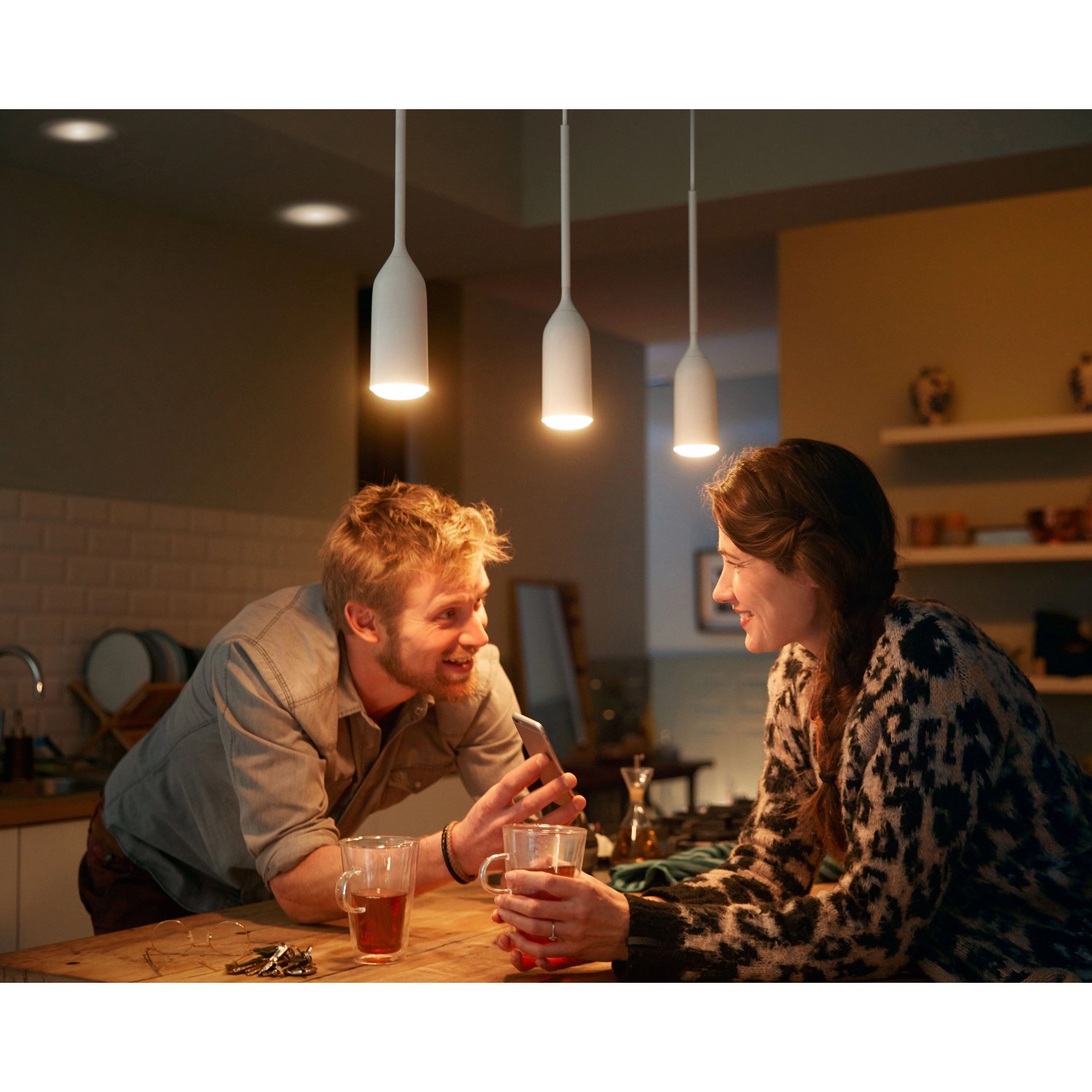 Philips Hue LED-Pendelleuchte Devote White Ambiance inkl. Dimmer Weiß von Philips Hue