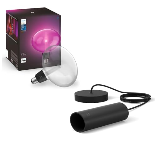 Philips Hue Lightguide Pendelleuchte (Schwarz) - E27 - Weißes und Farbiges Licht - Inkl. 1 Hue Lightguide Ellipse Lampe - Hue White and Color Ambiance von Philips Hue