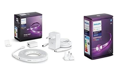 Philips Hue Lightstrip Plus v4 [2 m] White and Colour Ambiance Smart LED-Kit mit Bluetooth + 1m extension (3m gesamt) smarte Lichtsteuerung über Sprache oder App von Philips Hue