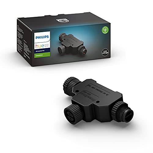 Philips Hue Outdoor T-Stecker, Zubehör für Ihr Philips Hue Niedervolt-System, schwarz, wetterfest (IP67) von Philips Hue