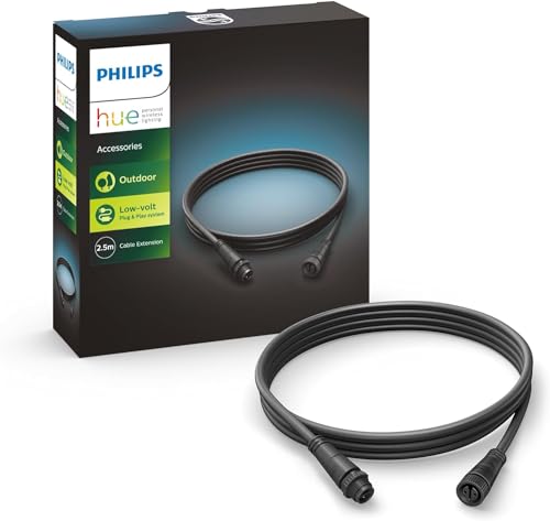 Philips Hue Outdoor Verlängerungskabel, Zubehör für Ihr Philips Hue Niedervolt-System, 2.5m, schwarz, wetterfest (IP67) von Philips Hue