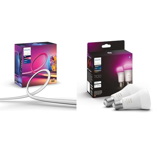 Philips Hue Play Gradient Lightstrip TV 65 Zoll 1100lm & White & Color Ambiance E27 LED Lampen 2-er Pack (1.055 lm) von Philips Hue