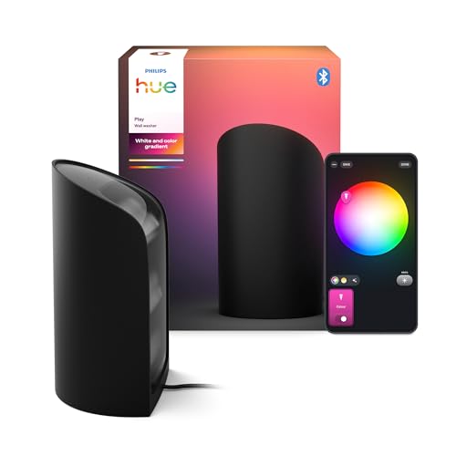 Philips Hue Play Smart Wall Washer Schwarz, Weiß & Farblicht mit ColorCast-Technologie, Bluetooth-kompatibel, Sprachsteuerung mit Alexa, Apple Home & Google Assistant, 1er Pack von Philips Hue