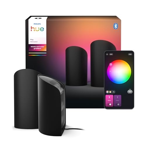 Philips Hue Play Smart Wall Washer Schwarz, Weiß & Farblicht mit ColorCast-Technologie, Bluetooth-kompatibel, Sprachsteuerung mit Alexa, Apple Home & Google Assistant, 2er Pack von Philips Hue
