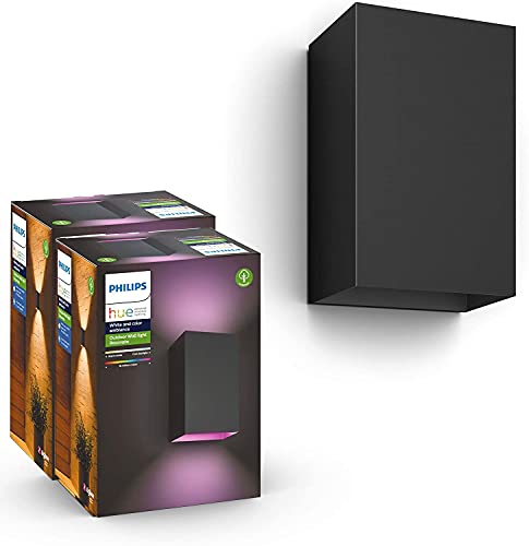Philips Hue – Resonate Wandleuchte, 2er-Pack 1.180 lm, dimmbare Wandlampe für das Hue Lichtsystem mit 16 Mio. Farben, smarte Lichtsteuerung über Sprache oder App, schwarz von Philips Hue