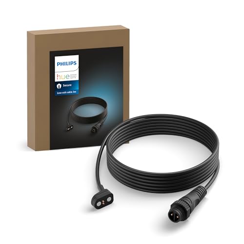Philips Hue Secure 3m Outdoor-Kabel, für den Betrieb der kabelgebundenen Hue Secure Kameras im Außenbereich, zum Anschluss Outdoor Netzteil (separat erhältlich), schwarz von Philips Hue