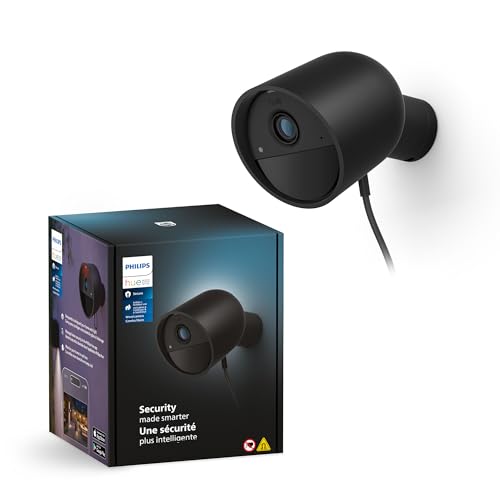 Philips Hue Secure kabelgebundene Smart Home Überwachungskamera, Full HD Video, für drinnen oder draußen, Smart Home Security und Lichtsteuerung mit nur einer App, schwarz von Philips Hue