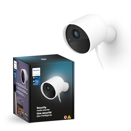 Philips Hue Secure kabelgebundene Smart Home Überwachungskamera mit Standfuß, Full HD Video, für drinnen oder draußen, Smart Home Security und Lichtsteuerung per App, weiß von Philips Hue