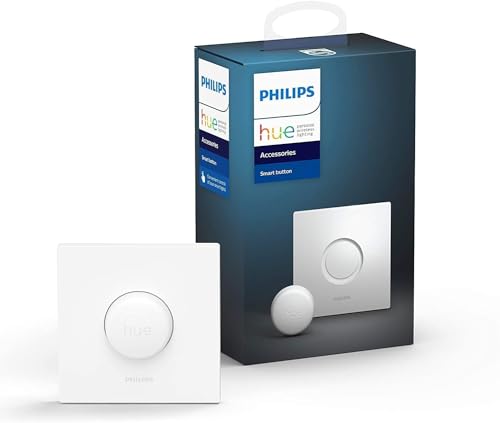 Philips Hue Smart Button für Hue Lichtsysteme, smarter Dimmer zur Steuerung von Leuchten, kabelloser Lichtschalter ohne Installation, weiß von Philips Hue