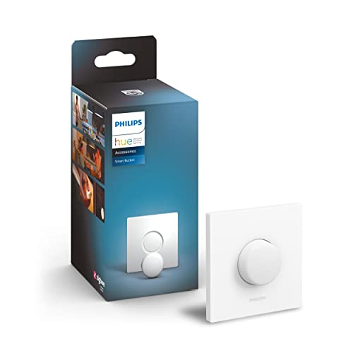 Philips Hue Smart Button für Hue Lichtsysteme, smarter Dimmer zur Steuerung von Leuchten, kabelloser Lichtschalter ohne Installation, weiß von Philips Hue