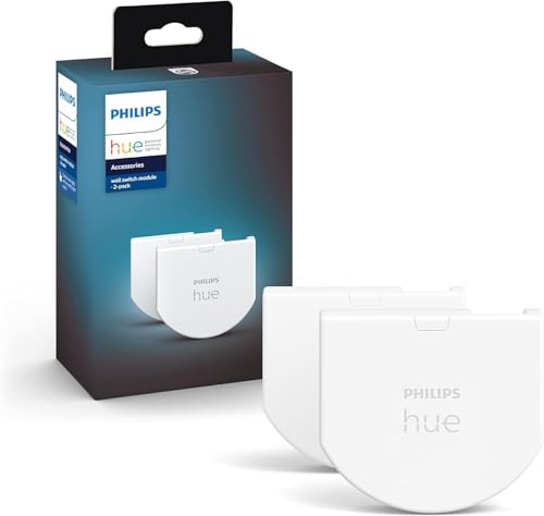 Philips Hue Wandschalter Modul, Doppelpack, ermöglicht ständige Erreichbarkeit von Hue Lampen, Installation hinter vorhandende Wandschalter, 2-er Pack, Weiß von Philips Hue