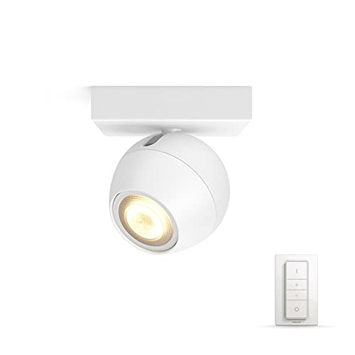 Philips Hue White Ambiance Buckram Spot 1 flg. weiß 250lm inkl. Dimmschalter, dimmbar, alle Weißschattierungen, steuerbar via App, kompatibel mit Amazon Alexa (Echo, Echo Dot) von Philips Hue