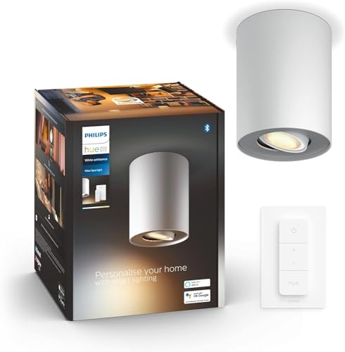 Philips Hue White Ambiance Pillar Spot 1 flg. weiß 250lm inkl. Dimmschalter, dimmbar, alle Weißschattierungen, steuerbar via App, kompatibel mit Amazon Alexa (Echo, Echo Dot) von Philips Hue