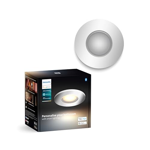 Philips Hue White Ambiance Adore Deckenspot rund, silber 1x250lm inkl. Dimmschalter, Bad-Beleuchtung, dimmbar, steuerbar via App, kompatibel mit Amazon Alexa (Echo, Echo Dot), neue Generation von Philips Hue