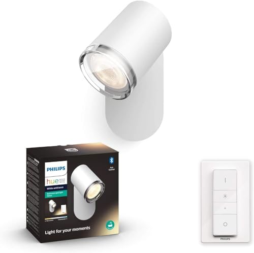 Philips Hue White Ambiance Adore Spot 1 flg. weiß 250lm inkl. Dimmschalter, Bad-Beleuchtung, dimmbar, alle Weißschattierungen, steuerbar via App, kompatibel mit Amazon Alexa (Echo, Echo Dot) von Philips Hue