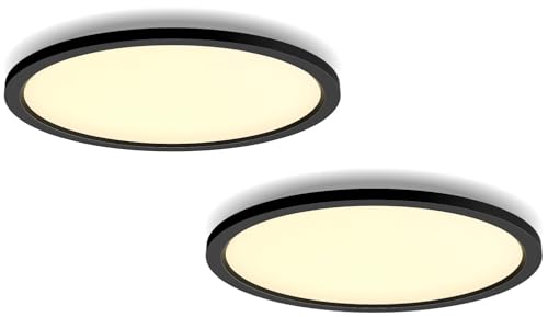 Philips Hue White Ambiance Aurelle Panelleuchte 2er Pack, schwarz inkl. Dimmschalter, rund, alle Weißschattierungen, steuerbar via App, kompatibel mit Amazon Alexa (Echo, Echo Dot) von Philips Hue