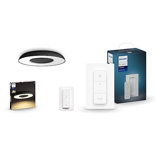 Philips Hue White Ambiance Deckenleuchte Still inkl. Dimmschalter 2350lm & Dimmschalter, Zubehör System, kabelloses Dimmen ohne Installation, Abrufen von Lichtszenen von Philips Hue