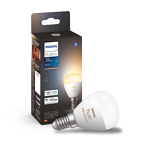 Philips Hue White Ambiance E14 Luster LED Lampe, dimmbar, alle Weißschattierungen, steuerbar via App, kompatibel mit Amazon Alexa (Echo, Echo Dot), Einzelpack von Philips Hue