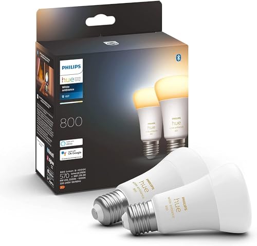 Philips Hue White Ambiance E27 Lampe Doppelpack 2x800, dimmbar, alle Weißschattierungen, steuerbar via App, kompatibel mit Amazon Alexa (Echo, Echo Dot) von Philips Hue