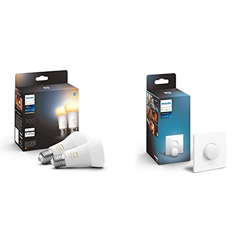 Philips Hue White Ambiance E27 Doppelpack 2x800lm 75W + Smart Button, komfortables Dimmen ohne Installation von Philips Lighting