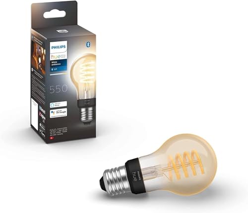 Philips Hue White Ambiance E27 Filament Lampe Einzelpack (550 lm), dimmbare LED Lampe für das Hue Lichtsystem mit allen Weißtönen, smarte Lichtsteuerung über Sprache und App von Philips Hue