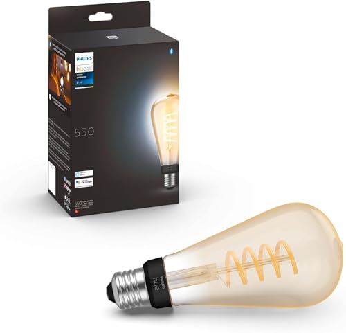 Philips Hue White Ambiance E27 Einzelpack Giant Edison ST72 Filament 550lm, dimmbar, alle Weißschattierungen, steuerbar via App, kompatibel mit Amazon Alexa (Echo, Echo Dot), 1 Stück (1er Pack) von Philips Hue