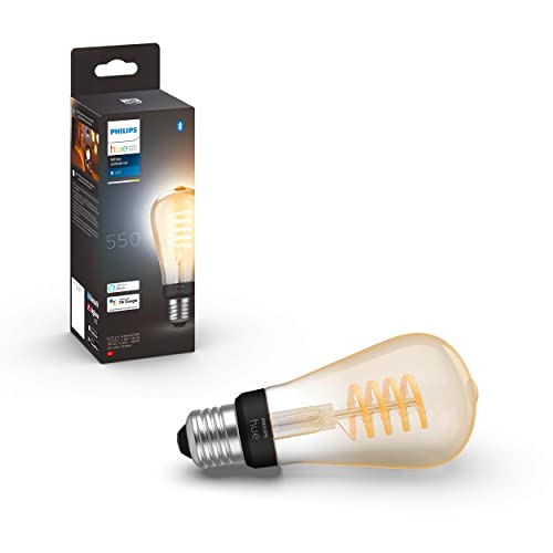 Philips Hue White Ambiance E27 Filament Edison (550 lm), dimmbare LED Lampe für das Hue Lichtsystem mit allen Weißtönen, smarte Lichtsteuerung über Sprache und App von Philips Hue