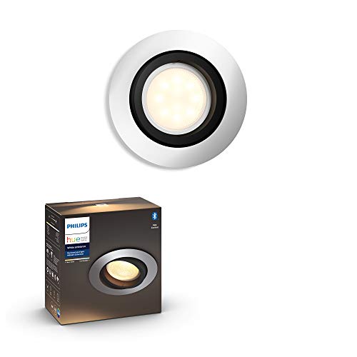 Philips Hue White Ambiance Einbauspot Milliskin 250lm, rund, aluminium, dimmbar, alle Weißschattierungen, steuerbar via App, kompatibel mit Amazon Alexa (Echo, Echo Dot), 1 Stück (1er Pack) von Philips Hue