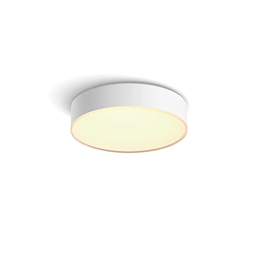 Philips Hue White Ambiance Enrave Deckenleuchte S (1.220 lm) inkl. Dimmschalter, dimmbare Deckenlampe für das Hue Lichtsystem mit allen Weißtönen, smarte Lichtsteuerung über Sprache und App, weiß von Philips Hue