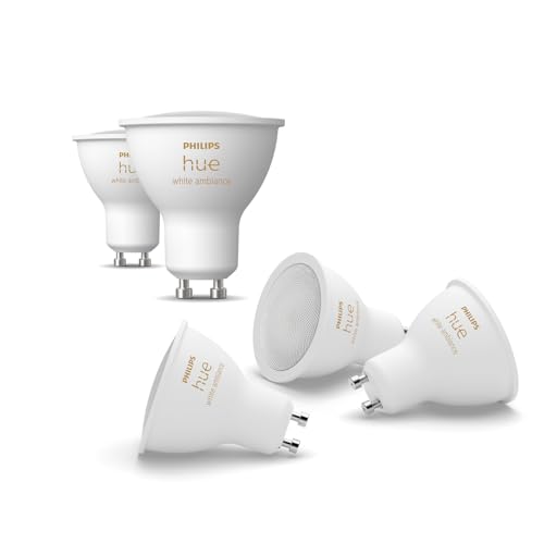 Philips Hue White Ambiance GU10 LED Spot 5er Pack (400lm), dimmbare LED Lampen für das Hue Lichtsystem mit warmweißem/kaltweißem Licht, smarte Lichtsteuerung über Sprache und App von Philips Hue