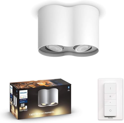 Philips Hue White Ambiance Pillar Spot 2 flg. weiß 2x250lm inkl. Dimmschalter, dimmbar, alle Weißschattierungen, steuerbar via App, kompatibel mit Amazon Alexa (Echo, Echo Dot) von Philips Hue