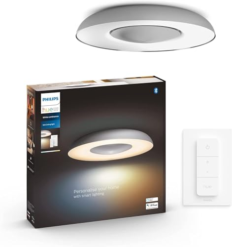 Philips Hue White Ambiance Still Deckenleuchte aluminium 2350lm inkl. Dimmschalter, dimmbar, alle Weißschattierungen, steuerbar via App, kompatibel mit Amazon Alexa (Echo, Echo Dot) von Philips Hue