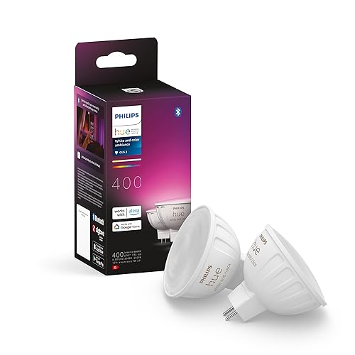 Philips Hue White Ambiance & Color MR16 LED Lampe, dimmbar, 16 Mio. Farben, steuerbar via App, kompatibel mit Amazon Alexa (Echo, Echo Dot), Doppelpack von Philips Hue