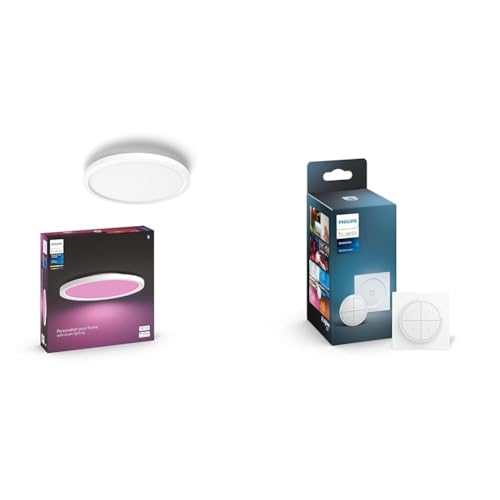 Philips Hue White Ambience Surimu Panelleuchte, weiß & Tap Dial Switch Drehschalter, weiß, personalisierbar via Hue App, Zubehör von Philips Hue