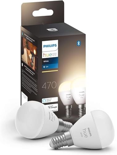 Philips Hue White E14 LED Lampen in Tropfenform 2-er Pack (470 lm), dimmbare LED Leuchtmittel für das Hue Lichtsystem mit warmweißem Licht, smarte Lichtsteuerung über Sprache und App von Philips Hue