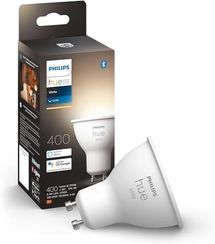 Philips Hue White GU10 Lampe Einzelpack 400lm, dimmbar, warmweißes Licht, steuerbar via App, kompatibel mit Amazon Alexa (Echo, Echo Dot) von Philips Hue
