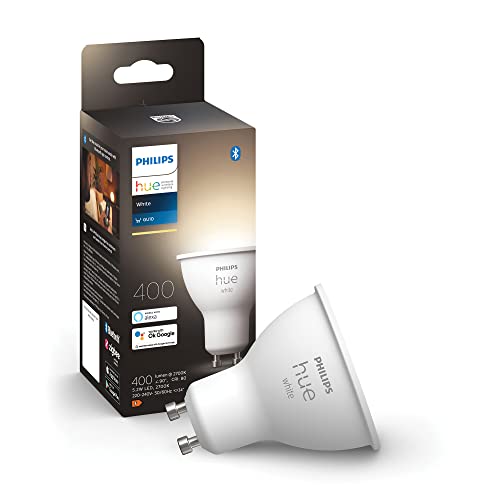 Philips Hue White GU10 Lampe Einzelpack 400lm, dimmbar, warmweißes Licht, steuerbar via App, kompatibel mit Amazon Alexa (Echo, Echo Dot) von Philips Hue