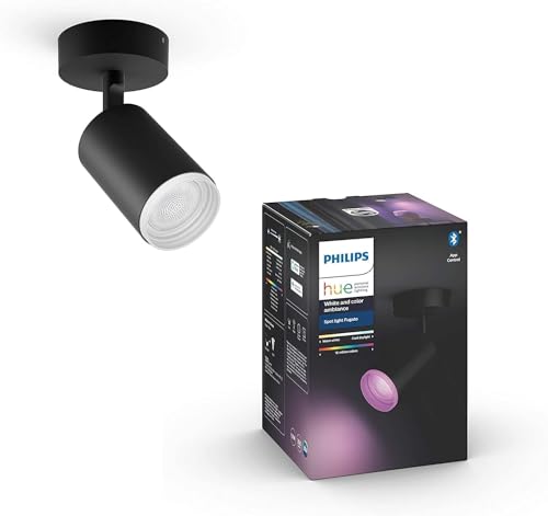 Philips Hue White & Color Ambiance Fugato Spot 1 flg. schwarz 1x350lm, dimmbar, 16 Mio. Farben, steuerbar via App, kompatibel mit Amazon Alexa (Echo, Echo Dot) von Philips Hue