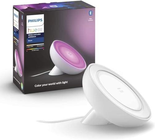 Philips Hue White & Color Ambiance Bloom Tischleuchte (500 lm), dimmbare Tischlampe für das Hue Lichtsystem mit 16 Mio. Farben, smarte Lichtsteuerung über Sprache oder App, weiß von Philips Hue