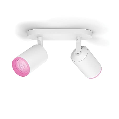 Philips Hue White & Color Ambiance Fugato Spot 2 flg. weiß 2x350lm, dimmbar, 16 Mio. Farben, steuerbar via App, kompatibel mit Amazon Alexa (Echo, Echo Dot) von Philips Hue