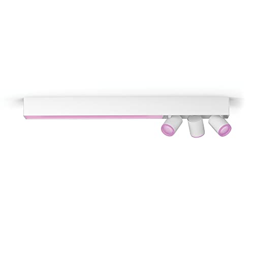 Philips Hue White & Color Ambiance Centris Deckenlampe mit 3-er Spot (3.550 lm), dimmbare LED Spots für das Hue Lichtsystem mit 16 Mio. Farben, smarte Lichtsteuerung über Sprache und App, weiß von Philips Hue