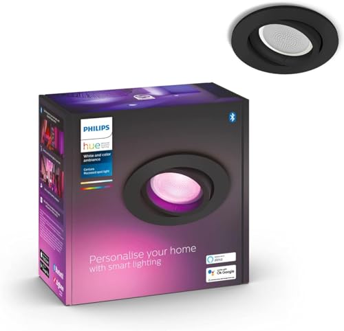 Philips Hue White & Color Ambiance Centura Einbauspot 1 flg. schwarz 250lm, bis zu 16 Mio. Farben, dimmbar, steuerbar via App, kompatibel mit Amazon Alexa (Echo, Echo Dot) von Philips Hue