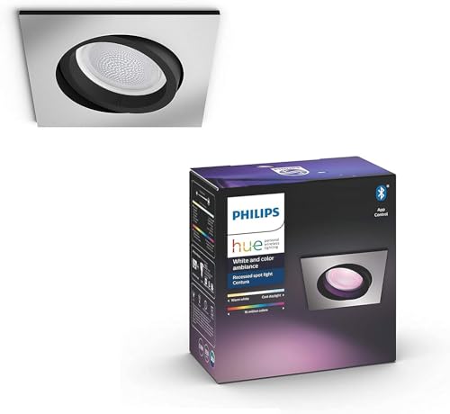 Philips Hue White & Color Ambiance Einbauspot aluminium Centura, 1er Pack, 230lm, eckig, dimmbar, 16 Mio. Farben, steuerbar via App, kompatibel mit Amazon Alexa (Echo, Echo Dot), alte Generation von Philips Hue
