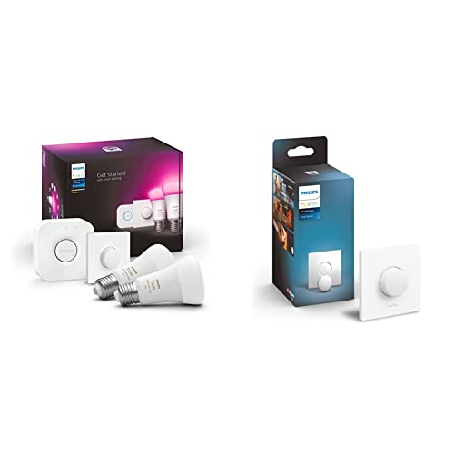 Philips Hue White & Col. Amb. E27 2er Starter Set inkl. Smart Button 2x800lm 75W + Smart Button, komfortables Dimmen ohne Installation von Philips Lighting