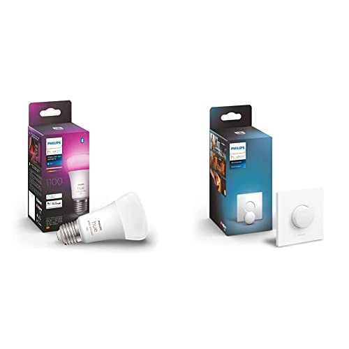 Philips Hue White & Col. Amb. E27 Einzelpack 800lm 75W + Smart Button, komfortables Dimmen ohne Installation von Philips Hue